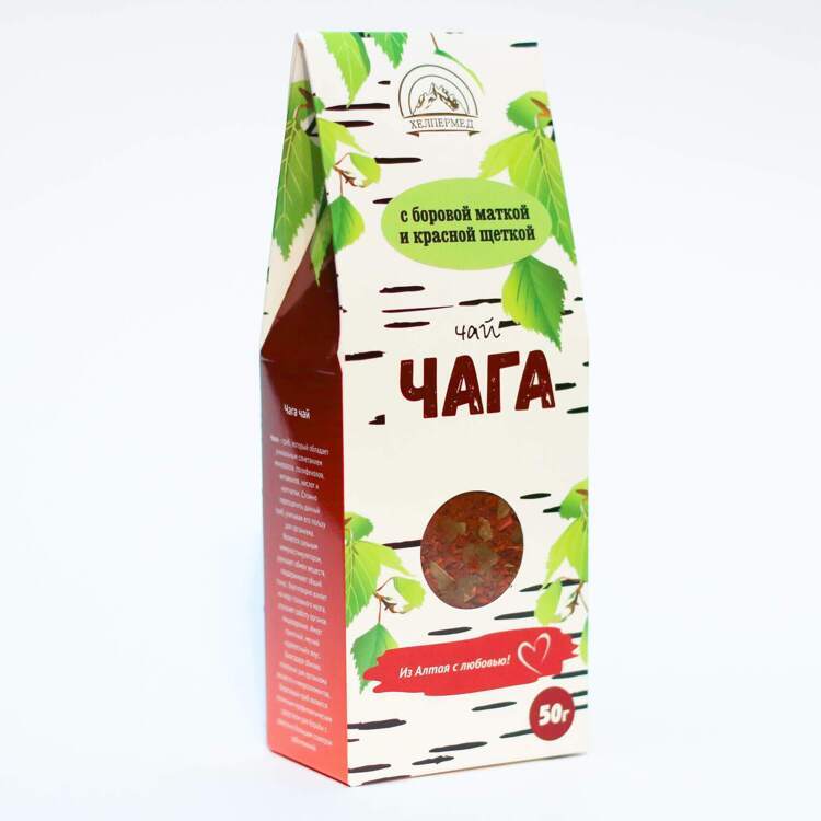 Берёзовая чага c боровой маткой и красной щеткой
